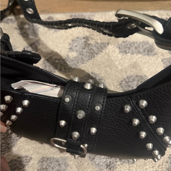 Urban Outfitters Black Studded Leather Shoulder Bag - Picture 4 of 4